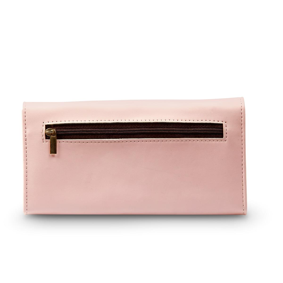 Amara -  Cotton Mellon Flap Magnet Large Wallet - Light Pink - Image 4