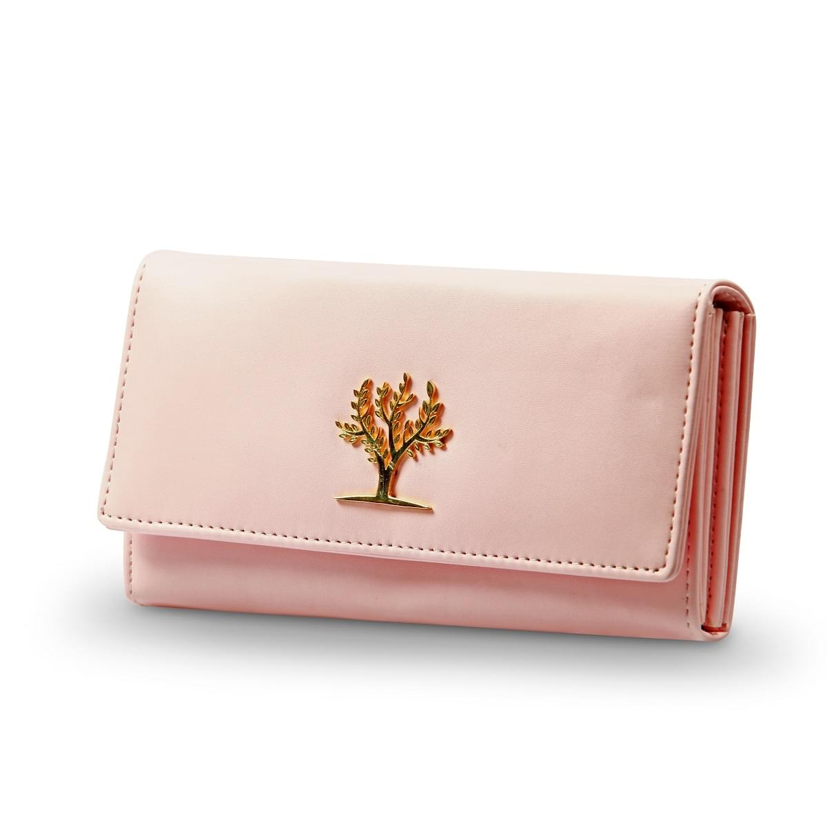 Amara -  Cotton Mellon Flap Magnet Large Wallet - Light Pink - Image 3