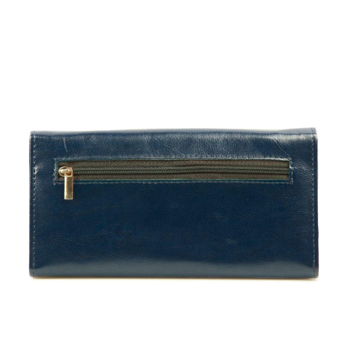 Belle - Cotton Mellon Flap Magnet Large Wallet - Navy Blue - Image 4