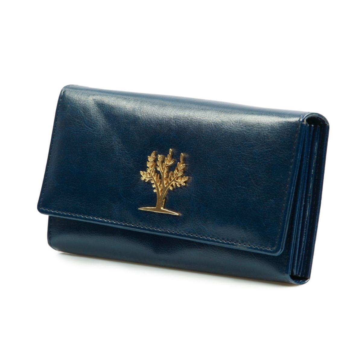 Belle - Cotton Mellon Flap Magnet Large Wallet - Navy Blue - Image 3