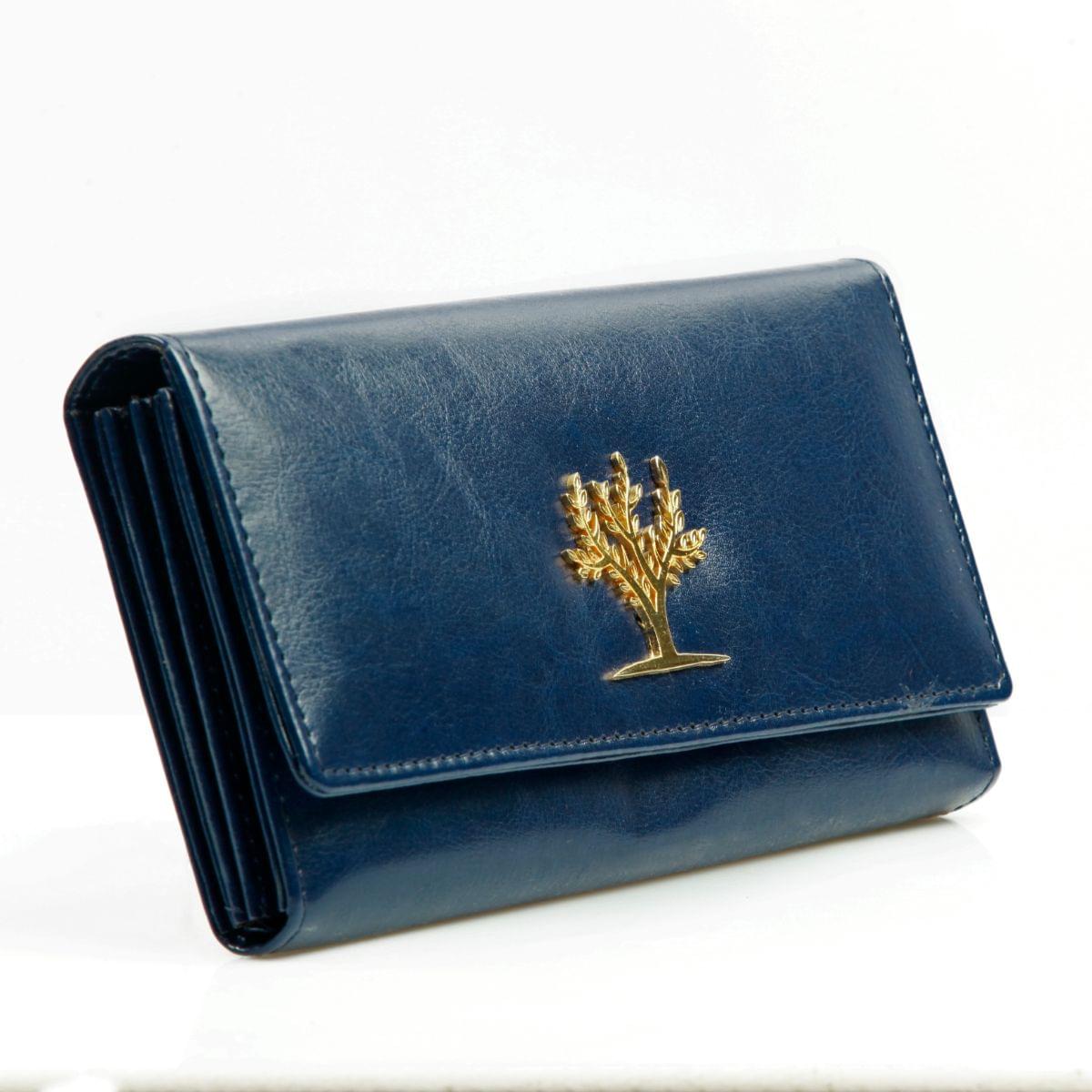 Belle - Cotton Mellon Flap Magnet Large Wallet - Navy Blue - Image 2